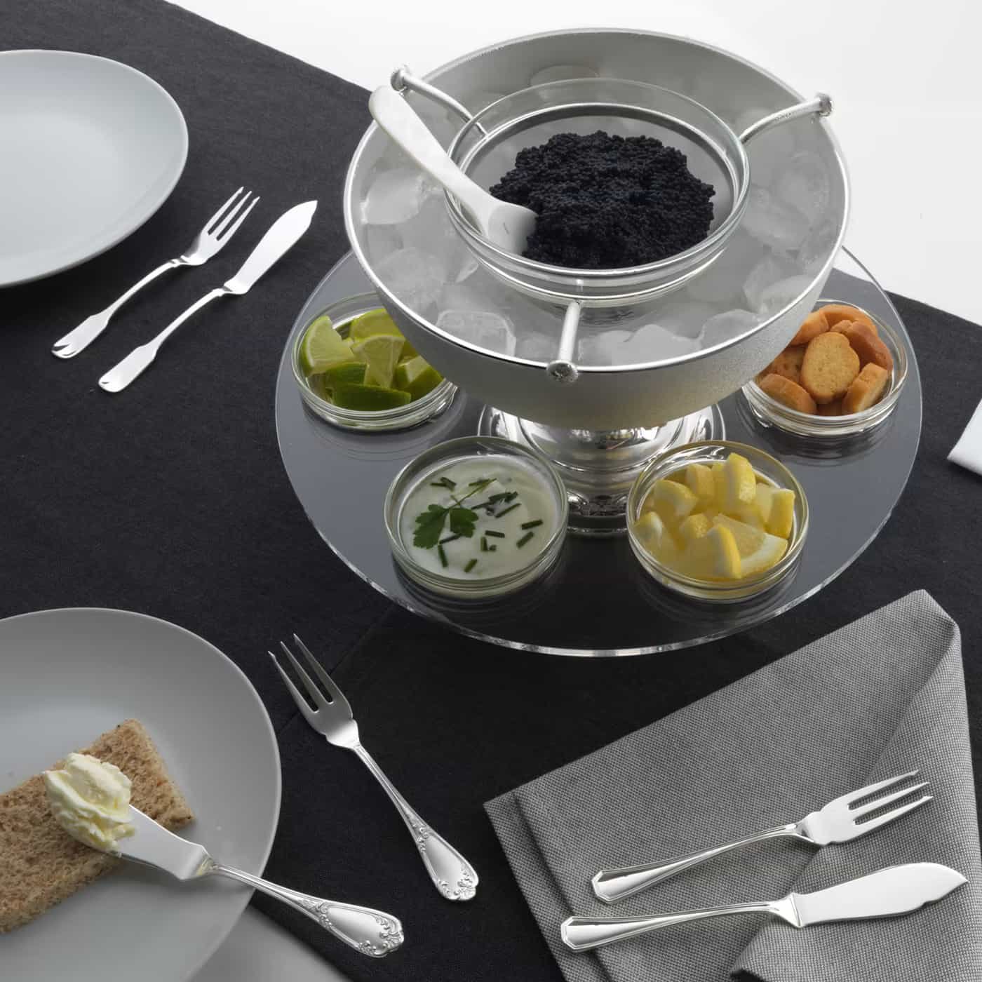 Silver-Plated Brass Caviar Set Serveware Greggio - Image 2